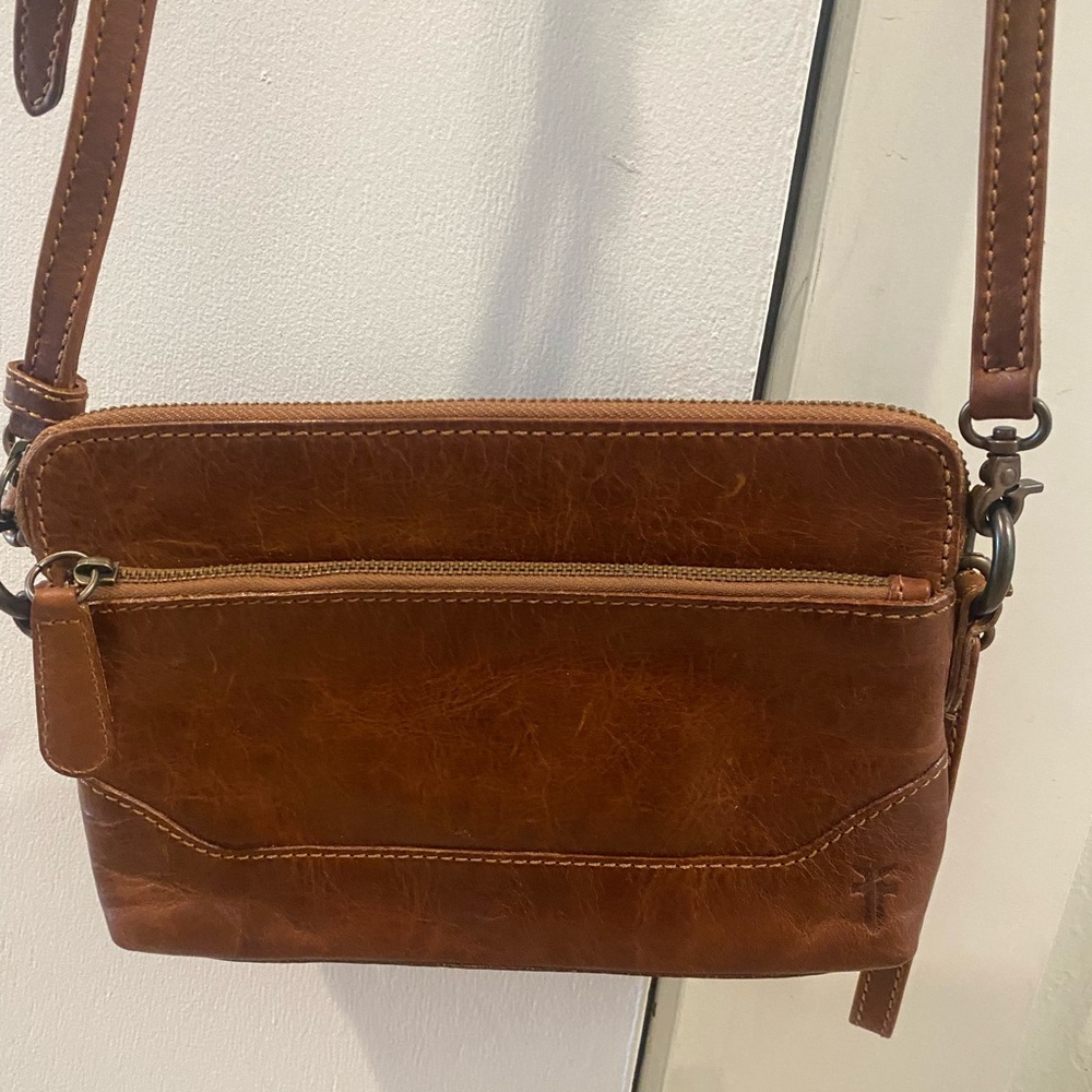 Frye brown leather crossbody purse